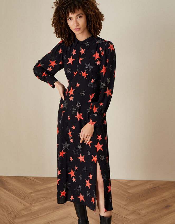 Sabrina Star Shirt Dress, Black (BLACK), large
