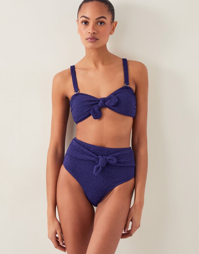 Kyla Tie Front Bandeau Bikini Top, Blue (NAVY), large