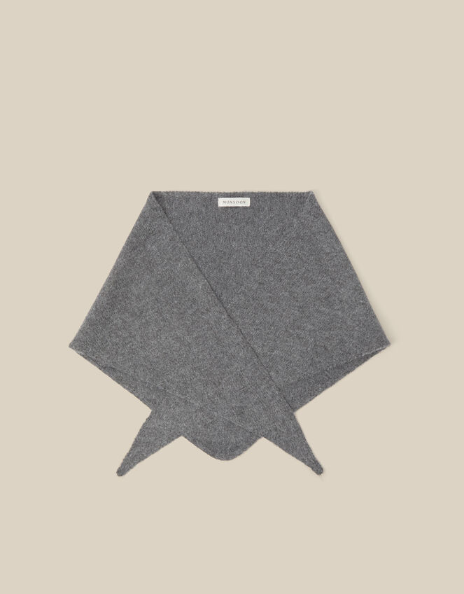Fae Knitted Triangle Scarf, Grey (GREY), large