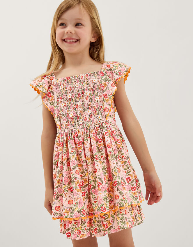 Floral Smocked Playsuit, Pink (PINK), large