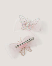 2-Pack Diamant&eacute; Butterfly Bow Hair Clips, Pink (PINK), large