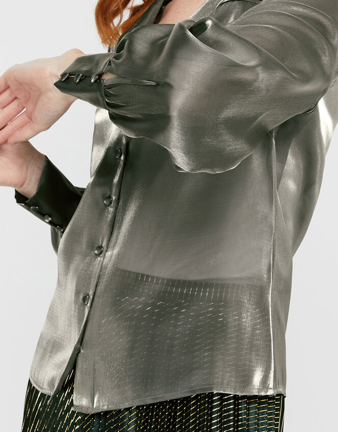 Blair Shimmer Sheer Blouse, Gold (GOLD), large