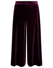 Velvet Cropped Trousers, Purple (PLUM), large