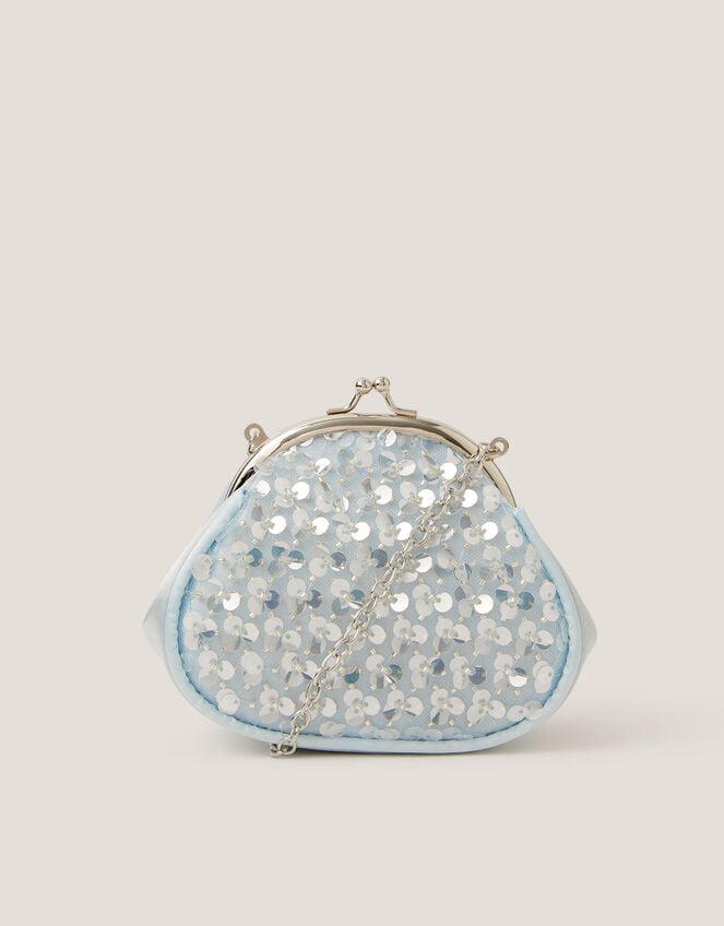 Sequin Embellished Clip Frame Bag, , large