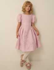 Josie Embellished Puff Sleeve Party Dress, Pink (DUSKY PINK), large