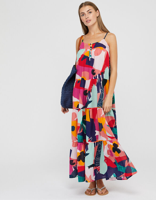 Iona Colourful Maxi Dress in Organic Cotton, Multi (MULTI), large