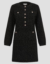 Saskia Sparkle Knit Mini Dress, Black (BLACK), large