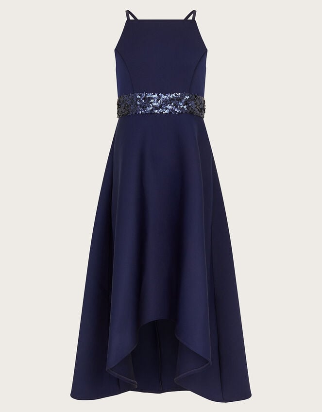 Strappy Sequin High-Low Prom Dress, Blue (NAVY), large