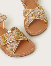 Embellished Metallic Sandals, Multi (MULTI), large