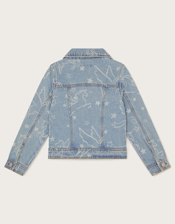 Unicorn Rhinestone Denim Jacket, Blue (BLUE), large