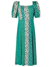 Floral Patchwork Midi Dress in LENZING™ ECOVERO™, Green (GREEN), large