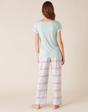 Check Print Jersey Pyjama Top, Green (GREEN), large