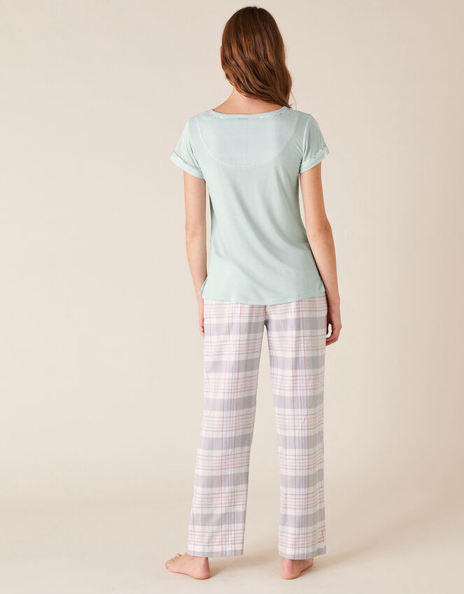 Check Print Jersey Pyjama Top, Green (GREEN), large