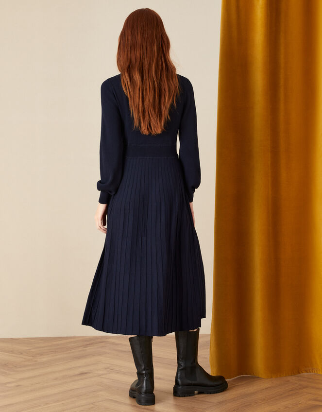 Sophie Scallop Neck Dress, Blue (NAVY), large