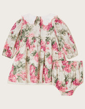 Newborn Betsy Floral Dress and Briefs Set, Ivory (IVORY), large
