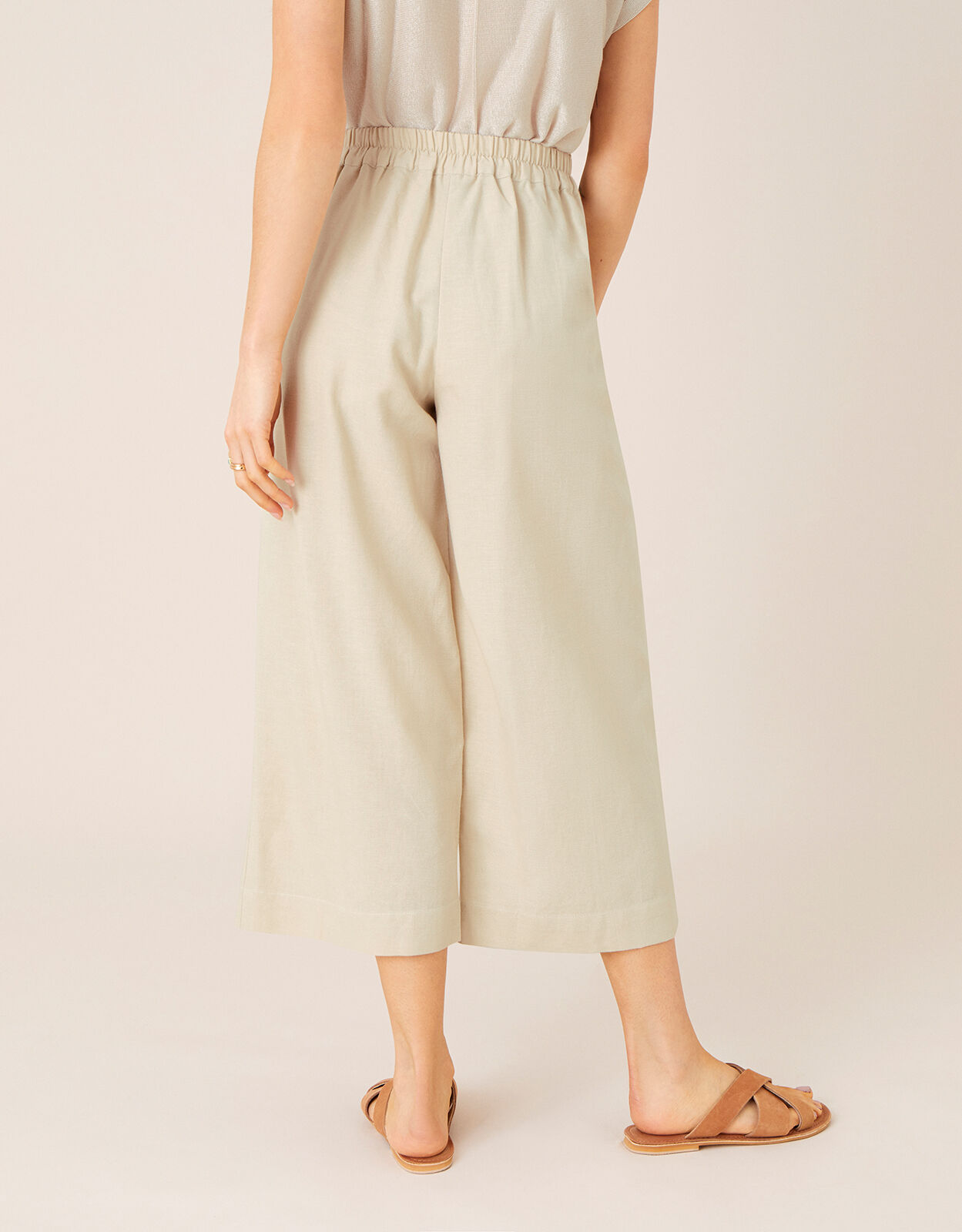 Cropped Trousers in Linen Blend Natural