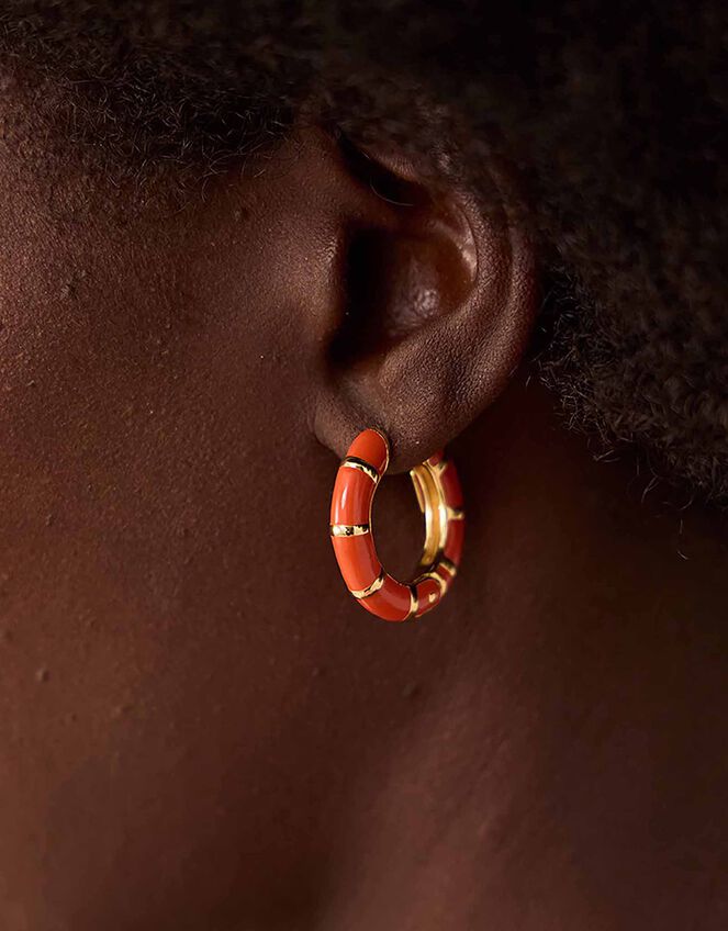 Gas Bijoux Enamel Gold-Plated Hoop Earrings, , large
