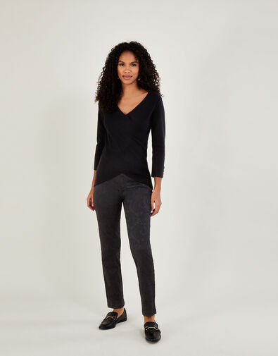 Jodi Jacquard Trousers with Recycled Cotton, Black (BLACK), large