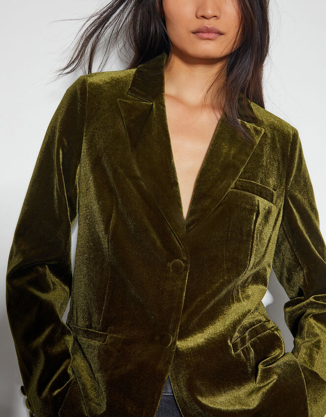 Vicky Velvet Jacket , Green (OLIVE), large