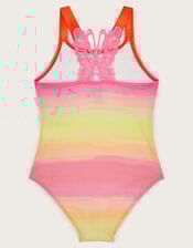Ombré Butterfly Strap Swimsuit, Pink (PINK), large