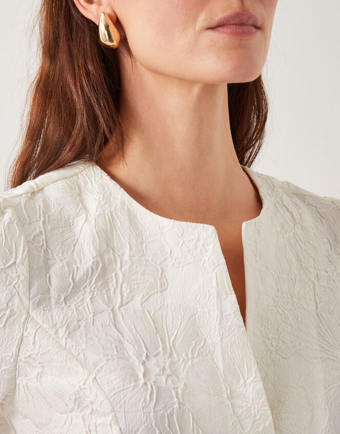 Eliza Short Sleeve Jacquard Top, Ivory (IVORY), large