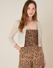 Button Shrug in Linen Blend, Natural (NATURAL), large