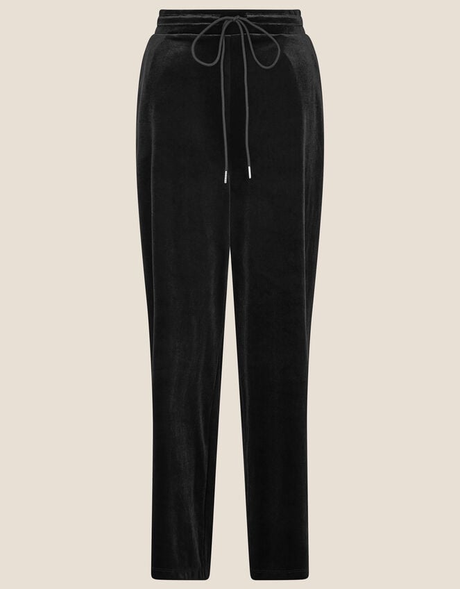 Velvet Wide Leg Jersey Trousers , Black (BLACK), large