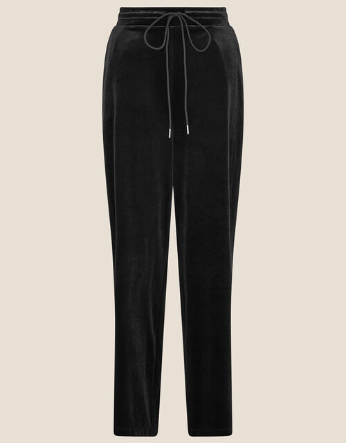 Velvet Wide Leg Jersey Trousers , Black (BLACK), large