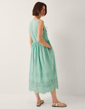 Sadie Tie Broderie Midi Dress, SEA GREEN, large