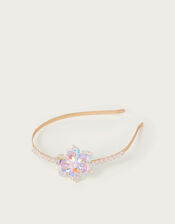 Sparkle Bead Flower Metal Headband, , large