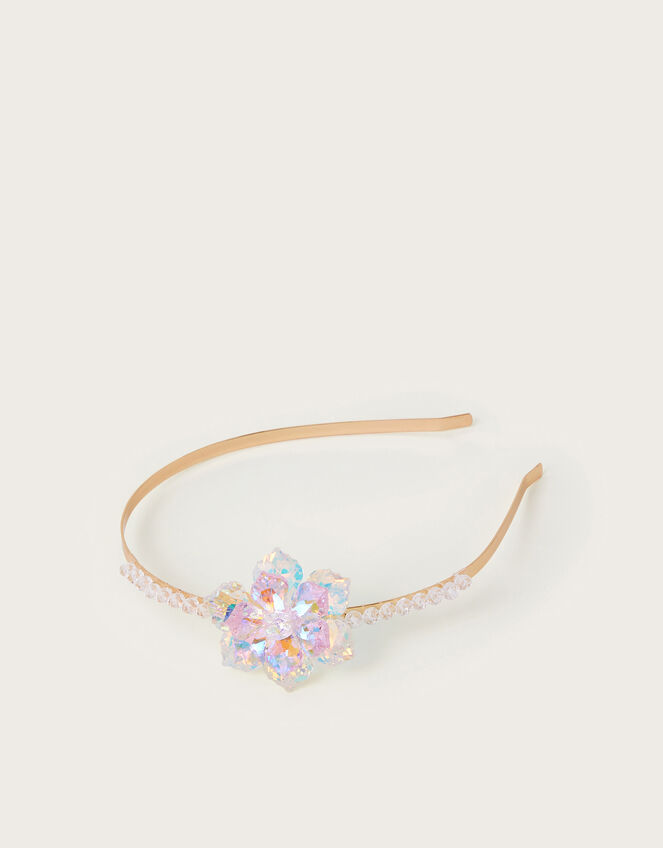 Sparkle Bead Flower Metal Headband, , large