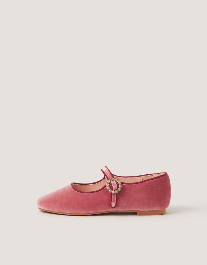 Velvet Mary Jane Ballet Flats, Pink (PINK), large