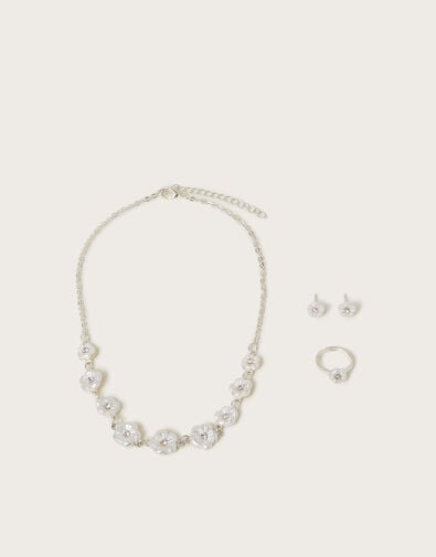 Pearly Flower Jewellery Set, Ivory (IVORY), large