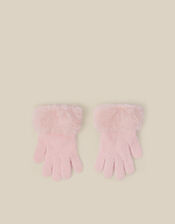 Glam Faux Fur Cuff Gloves, Pink (PINK), large