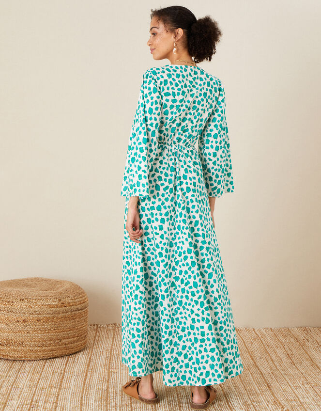 Animal Print Dress in Pure Cotton, Green (GREEN), large
