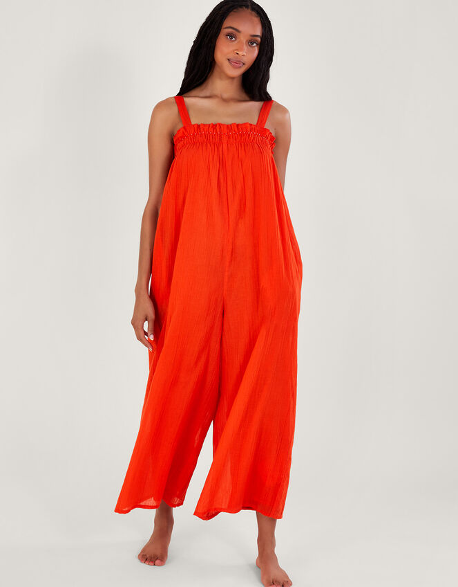 Eve Plain Jumpsuit, Orange (CORAL), large