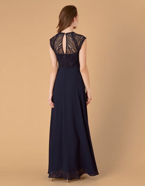 Lolita Maxi Dress with Lace Bodice, Blue (NAVY), large