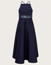 Sequin Scuba Prom Dress, Blue (NAVY), large