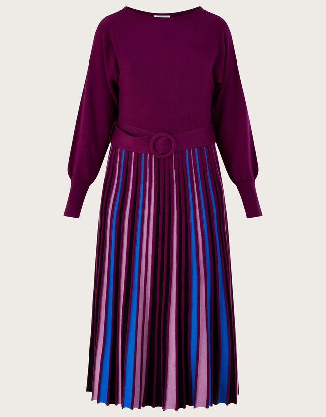 Slash Neck Pleated Skirt Dress with LENZING™ ECOVERO™ Purple Day