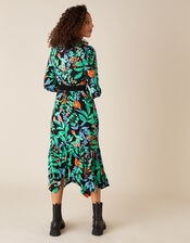 Leaf Print Hanky Hem Dress with LENZING™ ECOVERO™, Green (GREEN), large