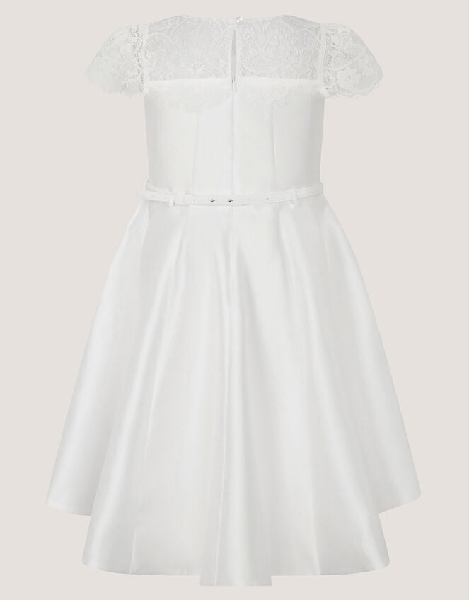 Angelina Lace Satin Party Dress, Ivory (IVORY), large