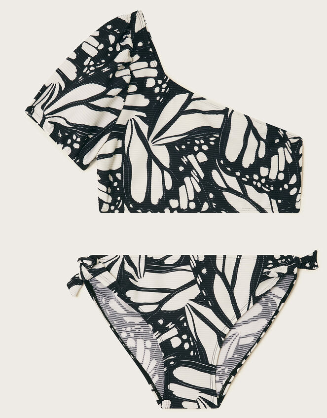 One-Shoulder Butterfly Bikini Set, Black (BLACK), large