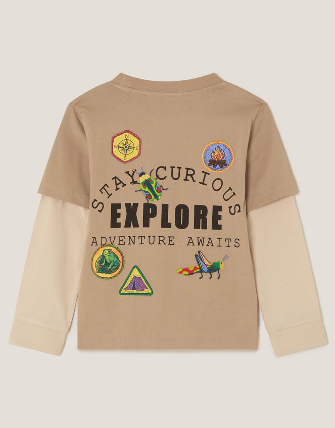 Explore Graphic Long Sleeve T-Shirt, Camel (BEIGE), large