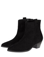 Western Suede Ankle Boots, Black (BLACK), large