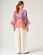 One Hundred Stars Crane Print Kimono Jacket, Blue (LIGHT BLUE), large