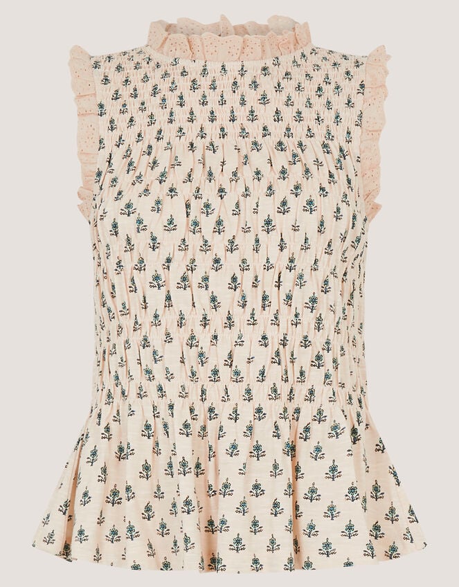 Amaya Sleeveless Printed Jersey Top, Ivory (IVORY), large