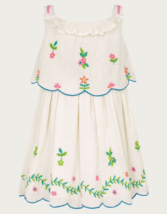 Elegant White Baby Dress with Floral Embroidery and Matching Purse main image 1