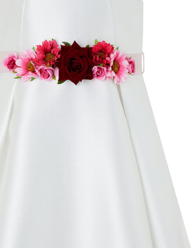 Jazzie Floral Belt Occasion Dress, Ivory (IVORY), large