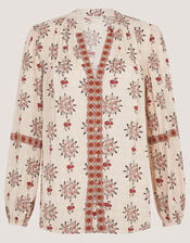 Carrie Print Blouse, Ivory (IVORY), large