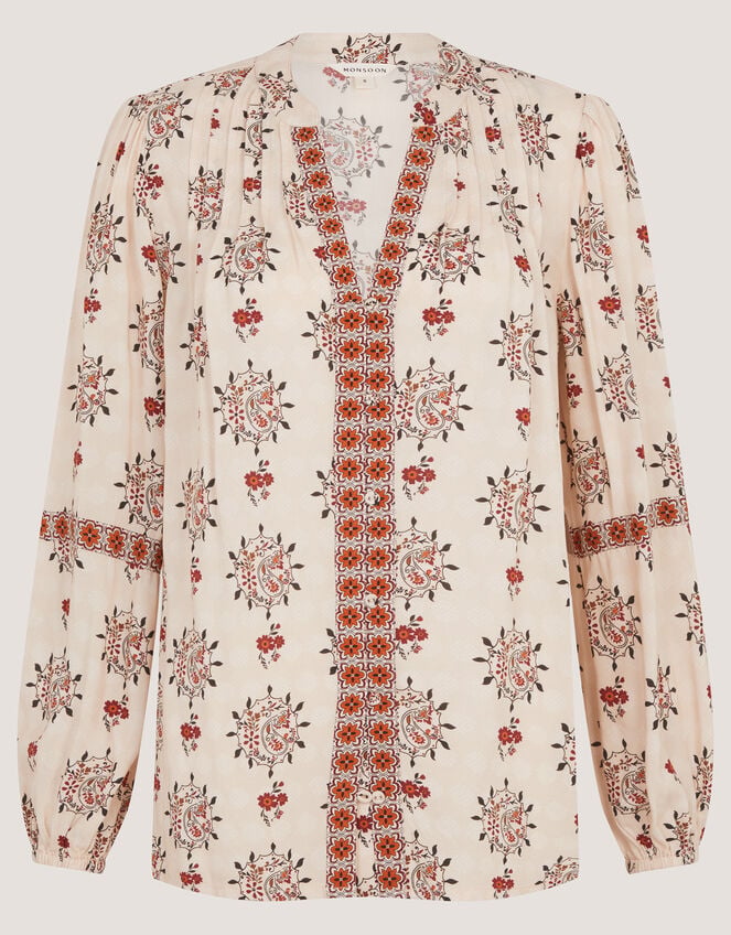 Carrie Print Blouse, Ivory (IVORY), large